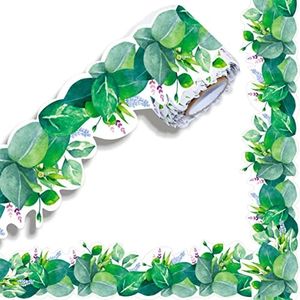 60 Feet Bulletin Board Borders, Scalloped Rolled Border Trim with Floral and Leaves Patterns for School, Classroom & Offices