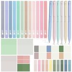 DazSpirit 12 Pastel No Bleed Bible Highlighters and 6 Gel Pens with 620 Sheets Transparent Sticky Notes, Bible Journaling Kit, Aesthetic Colored Labels for School Office Annotating Books Supplies