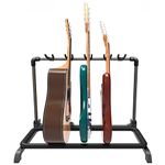 GUITTO Multi Guitar Rack Stand Foldable Universal Display Rack Portable Guitar Holder for Band Stage Bass Acoustic Guitar - 5 Holder GGS-07