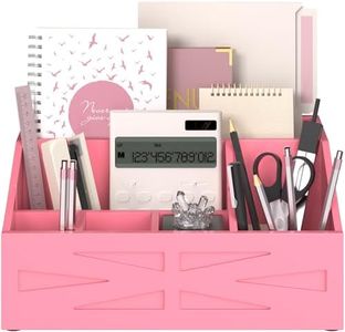 BELO VALE Wood Mail Organizer Countertop,Farmhouse Desk and Kitchen Countertop Storage, Letter Sorter, Desk Mail and Bill Organizer, Desktop File and Paper Holder (Pink)