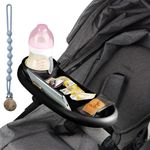 Twinkle Baby 3-in-1 Stroller Cup Holder with Ssnack Tray and Phone Holder,Universal Stroller Tray Attachment with Non Slip Clip, Prefet for Baby Toddler,Stroller Accessories (Black)