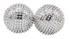 CHI-ENTERPRISE - Two Magnetic Massage Balls - Small | Acupressure Treatment | Contents: 2 Hedgehog Balls in Silver, Each 55 mm Diameter and 474 Acupressure Needles