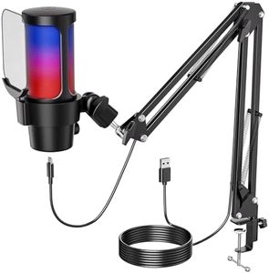 OBVHNUA USB Microphone Gaming Microphone Kit RGB Condenser Microphone Plug and Play Professional Podcast Microphone with Cardioid Polar Pattern for PC, PS5, PS4, Mac,Gaming,Podcasting,Streaming