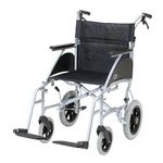 Days Swift Attendant Propelled Wheelchair, Lightweight Foldable Mobility Aid for Physically Impaired, Handicapped and Elderly users, Cool Silver, 41cm, Cool Silver