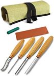 BeaverCraft, Wood Carving Chisel Set SC01 - Gouge Wood Carving Tools Kit in Rolling Pouch with Leather Strop Polishing Compound Kit - Radial Gouges Flat Chisel Bent Gouge, Chisel Set