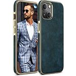 LOHASIC for iPhone 13 Leather Case, Thin Slim Luxury Business PU Non-Slip Grip Shockproof Bumper Anti-Scratch Full Body Protective Cover Men Phone Cases for iPhone 13 5G 6.1inch (2021) - Vintage Blue