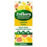 Zoflora Lemon Zing Concentrated Multipurpose Disinfectant Liquid, Antibacterial Multi-surface Cleaner, Pet-Friendly, Kills 99,9% of Bacteria & Viruses, 1 x 500ml