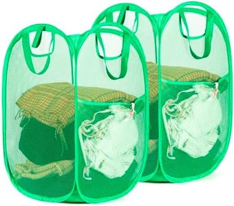 HOUSE AGAIN 2 Pcs Pop Up Laundry Hamper, Strong Mesh Laundry Baskets Collapsible, Hamper with Handles and Side Pocket, Portable Foldable Dirty Clothes for Dorm, Laundry room and Travel Storage, Grey