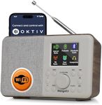 MangoKit SR10 Smart WiFi Internet Radio,Podcast Player, Bluetooth Speaker, Portable FM Radio, Mains and Battery Powered Radio, Color Display,Dual Alarms, Presets,App Control-Walnut