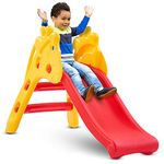 Baybee Giraffe Slide Foldable Baby Garden Slider for Kids- Plastic Garden Slide for Kids/Toddlers/Home/Indoor/Outdoor Preschoolers for Boys and Girls Age 1 to 5 Years (Yellow/Red)