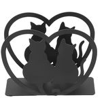 HEMOTON Metal Napkin Holder Matte Black Napkin Holder Cat Tableware Tissue Stand Restaurant Tissue Holder Desktop Paper Towel Holder, 12.00X10.00X4.20CM