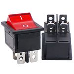 Twidec/2Pcs Rocker Switch AC 20A/125V 15A/250V DPST 4 Pins 2 Position ON/Off Red LED Light Illuminated Boat Rocker Switch Toggle（Quality Assurance for 1 Years）KCD2-201N-R