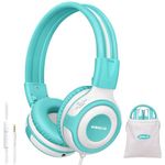 SIMOLIO Foldable Children Headphones for School, Safe 75/85/94dB Volume Limit, with Microphone, Audio Share Function, On-Ear Stereo Kids Headphones with Adjustable Headband for Boys, Girls