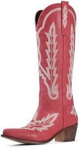 Red Cowboy Boots for Women Red Cowgirl Boots Knee High Cowboy Boots Women Western Boots Botas Vaqueras Para Mujer Rodeo Outfit for Women Size 8
