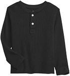 GAP Baby Boys Thermal Long Sleeve Henley T Shirt, Black 4, 12-18 Months US