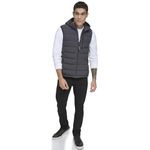 Calvin Klein Men's Lightweight Packable Hooded Puffer Vest Jacket, Iron, L