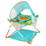 Bright Starts Pop 'N Jump Portable Activity Jumper, Indoor/Outdoor Use, Owl Forest with 4 Sensory Toys, Ages 6-12 Months