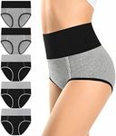 MISSWHO Cotton High Waisted Womens Underwear Soft Stretch Breathable Full Coverage Ladies Panties Multipack, 5 Pack=multicolor-c, Small