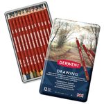 Derwent Drawing Pencils, Set of 12 in Tin, 5mm Round Core, Premium Core Strength, Creamy Texture, Ideal For Fine Art Drawing & Colouring, Professional Quality, 700671