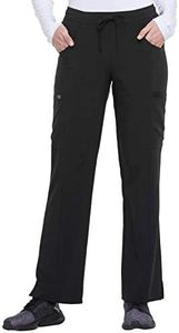 Dickies EDS Essentials Scrubs for Women, Drawstring Cargo Scrub Pants with Four-Way Stretch and Moisture Wicking DK010, M, Black