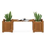 Furinno FG20464 Hardwood Mini Planter Box, Meranti Wood, Natural, 26.16 x 100.33 x 29.72