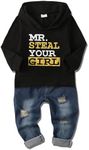 YALLET Toddler Baby Boy Clothes, Long sleeve Letter Hoodies Top+Ripped Denim Pants 2pcs Fall Winter Outfit Sets