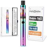 Innokin Endura T18II, E Cigarette Vape Pen Starter Kit 1300mAh, Variable Wattage, E-Cig Top-Refill 2ml tank with Airflow Control Vaping, Uses Prism Coil, Magnetic Dust-Proof-Cap, No Nicotine - Rainbow