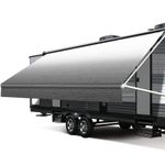 RV Awning Fabric Replacement, 18.5oz Heavy-Duty Weatherproof Vinyl Camper Awning Replacement Universal Outdoor Canopy for RV, Trailer, and Motorhome Awnings-Black Fade-17'(Fabric 16'2")