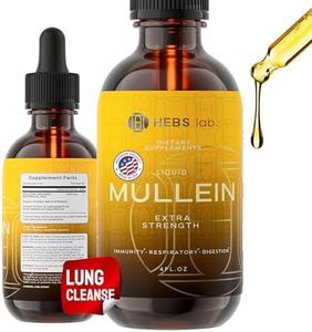 Hebs lab Mullein Leaf Extract - Organic Lung Cleanse Drops for Health Made in USA Natural Support Supplement Herbal Respiratory Relief Tincture 4 Oz, 118 ml (Pack of 1)