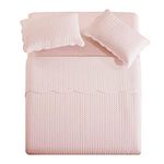 PHP Quilted Bedspread King Size Bed - Reversible Matt Finish Embossed Bedding Sets King Size Quilt 250 X 240 cm + 2 Pillow Shams- Pink Bed Throws Bedspreads King Size