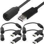 Xiatiaosann Replacement Dongle USB Breakaway Cable, Wired Controller Breakaway Cable Cord Game Controller Adapter for Xbox 360, Black (4 Pack)