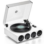 1 BY ONE Bluetooth All-in-One Turntable, High Fidelity Belt Drive Record Player, Magnetic Cartridge AT-3600L, White