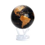 MOVA Globe – Black and Gold 6" with Base, Solar-Powered Rotating Globe, No Batteries or Cords Required, Unique Gift and Decorative Piece