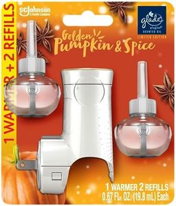 Glade PlugIns Refills Air Freshener Starter Kit, Scented and Essential Oils for Home and Bathroom, Golden Pumpkin & Spice, Limited Edition Scent, 1.34 Fl Oz, 1 Warmer + 2 Refills