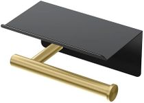 Gatco 1420MXB Latitude II Toilet Paper Holder with Mobile Shelf, Matte Black Brushed Brass