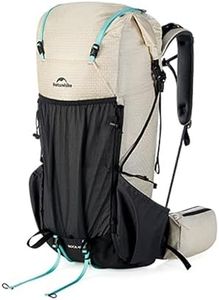 Naturehike Rock 2026 30L/45L/60L Lightweight Camping Backpack,Large Capacity Durability Breathable Outdoor Travel Hiking Backpack with Rain Cover,Roll-Top Expandable Design (White-M, 30L)