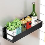 OrganizeMee Magnetic Spice Rack & Kitchen Organizer (27.8 x 11 cm) - Maximize Space, Declutter Counters | Fridge, Washing Machine Storage | Magnetic Shelf Organizer for Spices, Utensils [Black Qty:1]