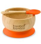 bamboo bamboo Baby Bowl and Spoon Set, Baby Bowls for Weaning, Baby Suction Bowl with Silicone Suction Ring, Toddler Bowls with Baby Spoon, Weaning Bowl for Babies from 6 Months (Orange)