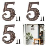 Zayookey 3Pcs 4.7 Inch Cast Iron House Number Rustic Address Number Metal Home Address Number for Mailbox Number Decorative Back Gate Number Street Sign (Optional three numbers)