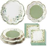 Kate Aspen Sage Green Party Decorations, Eucalyptus Floral Botanical Garden 62 Piece Party Tableware Set (16 Guests)- Perfect for Greenery Baby Shower & Bridal Showers