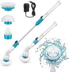 Rotating Electric 360 Cordless Bathtub & Tile Scrubber Movable Surface Cleaner with 3 Replaceable Cleaning Brush Heads, Duty Self Adhesive Tape Two Side Extension Arm and Adapter OT