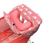 Soft Pillow Attached 2-in-1 Shopping Cart and High Chair Cover for Baby~Padded~Fold'n Roll Style~Portable with Handy Bag (Pink Elephant)