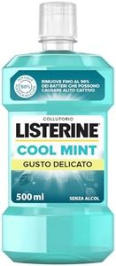 LISTERINE Collutorio Cool Mint, Gusto delicato di Menta, Collutorio senza alcool a base di Oli Essenziali Antibatterici e Fluoruro per un'igiene orale completa, 500 ml