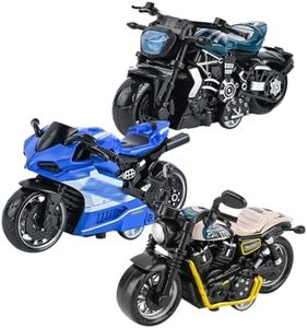 WANLIMA Pack of 3 Motorcycle Toys for Children, Simulation Motorcycle Model, Pull Back Motorcycle Toy, for Children, Lntellectual Toy, Christmas, Birthday Party Gifts