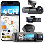 Vantrue N5S 4 Channel WiFi 360 Degree Dash Cam, STARVIS 2, IR Night Vision, 2.7K+1080P*2+1440P Front Rear Inside Dashcam, Voice Control, GPS, LTE Support, 24 Hours Parking Mode, Support 1TB Max