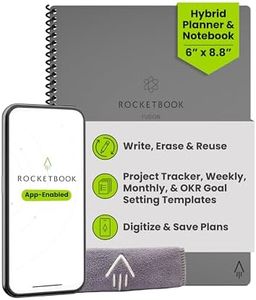 Rocketbook Fusion Reusable Digital Notebook - Smart Notepad A5 Grey, 7 Styles, To Do List, Daily Journal, Weekly & Monthly Planner, with Frixion Erasable Pen, Office Gadget Reduces Paper Waste
