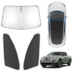 Karltys Windshield Sun Shade for Hyundai Santa Cruz 2022-2024 2025, Upgraded 210T Santa Cruz Windshield Sunshade & Front Side Window Cover, Foldable Car Shield UV Ray Sun Visor Protector (3PCS)