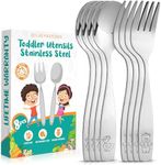 Zulay Kitchen 8 Pieces Toddler Utensils - Kids Stainless Silverware Set - Children & Toddler Safe Forks & Spoons - Smooth Edge, Mirror Polished, & Dishwasher Safe Kids Utensils (4 Forks & 4 Spoons)