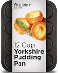 Toughened Mini Yorkshire Pudding Pan 12 Hole - Yorkshire Pudding Tin Beautifully Risen British Yorkshires - Muffin Top Pan 12 Nonstick Whoopie Pie Pan - Heavy Gauge PFOA PTFE Food Safe Carbon Steel