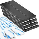 FINDMAG 8 Pack Magnets Strong, 60 x 10 x 3 mm Black Magnets Bar, Magnetic Strips, Bar Magnets, Magnets with Double-Sided Adhesive, Permanent Powerful Fridge Magnets for Whiteboard, Tools, Kitchen, DIY